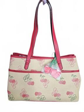 NEW JUICY COUTURE JUICY PARADISE CHERRY BASKET WEAVE TOTE/SHOULDER BAG
